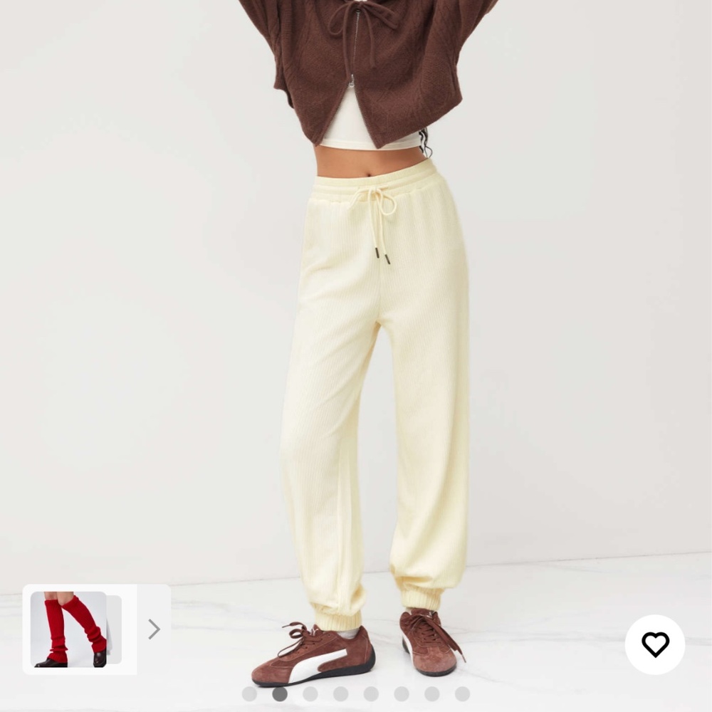 NWT Cider SOLID ELASTIC WAIST JOGGERS Beige M